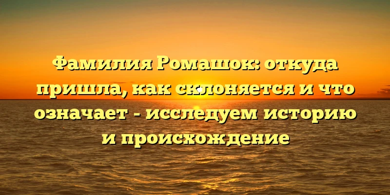 Фамилия Ромашок: откуда пришла, как склоняется и что означает - исследуем историю и происхождение Фамилия Ромашок: откуда пришла, как склоняется и что означает - исследуем историю и происхождение