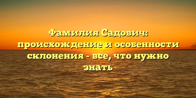 Фамилия Садович: происхождение и особенности склонения - все, что нужно знать Фамилия Садович: происхождение и особенности склонения - все, что нужно знать