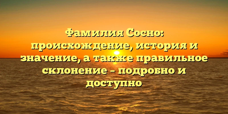 Фамилия Сосно: происхождение, история и значение, а также правильное склонение – подробно и доступно Фамилия Сосно: происхождение, история и значение, а также правильное склонение – подробно и доступно