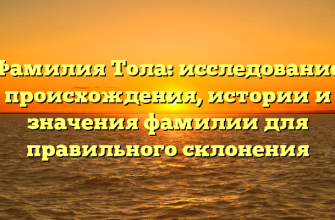 Фамилия Тола: исследование происхождения, истории и значения фамилии для правильного склонения