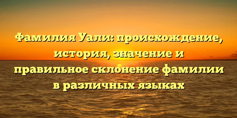 Фамилия Уали: происхождение, история, значение и правильное склонение фамилии в различных языках Фамилия Уали: происхождение, история, значение и правильное склонение фамилии в различных языках