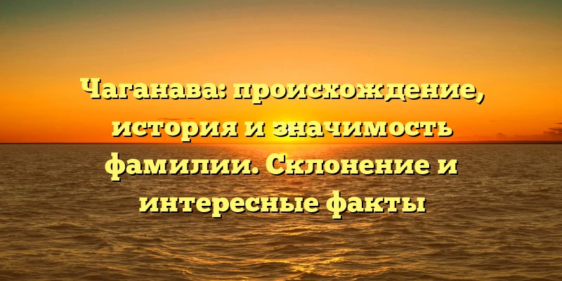Чаганава: происхождение, история и значимость фамилии. Склонение и интересные факты Чаганава: происхождение, история и значимость фамилии. Склонение и интересные факты