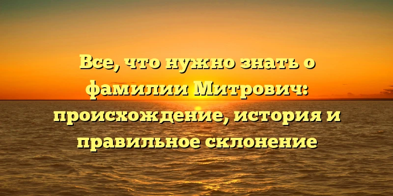 Все, что нужно знать о фамилии Митрович: происхождение, история и правильное склонение Все, что нужно знать о фамилии Митрович: происхождение, история и правильное склонение