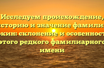 Исследуем происхождение, историю и значение фамилии Гокин: склонение и особенности этого редкого фамилиарного имени