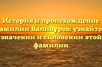 История и происхождение фамилии Валинуров: узнайте о значении и склонении этой фамилии