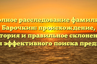 Полное расследование фамилии Барочкин: происхождение, история и правильное склонение для эффективного поиска предков Полное расследование фамилии Барочкин: происхождение, история и правильное склонение для эффективного поиска предков