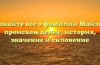 Узнайте все о фамилии Майзи: происхождение, история, значение и склонение