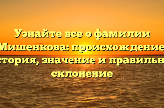 Узнайте все о фамилии Мишенкова: происхождение, история, значение и правильное склонение