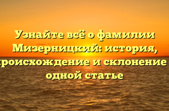 Узнайте всё о фамилии Мизерницкий: история, происхождение и склонение в одной статье