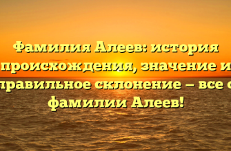 Фамилия Алеев: история происхождения, значение и правильное склонение — все о фамилии Алеев!