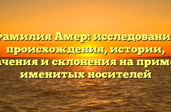Фамилия Амер: исследование происхождения, истории, значения и склонения на примере именитых носителей Фамилия Амер: исследование происхождения, истории, значения и склонения на примере именитых носителей