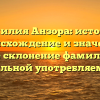 Фамилия Анзора: история, происхождение и значение. Полное склонение фамилии для правильной употребляемости.
