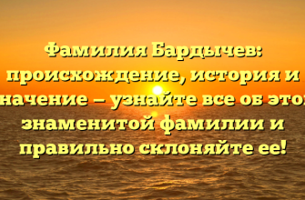 Фамилия Бардычев: происхождение, история и значение — узнайте все об этой знаменитой фамилии и правильно склоняйте ее!