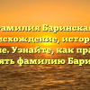 Фамилия Баринская: происхождение, история и значение. Узнайте, как правильно склонять фамилию Баринская