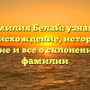 Фамилия Белай: узнайте происхождение, историю, значение и все о склонении этой фамилии