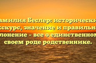 Фамилия Беслер: исторический экскурс, значение и правильное склонение – все о единственном в своем роде родственнике.