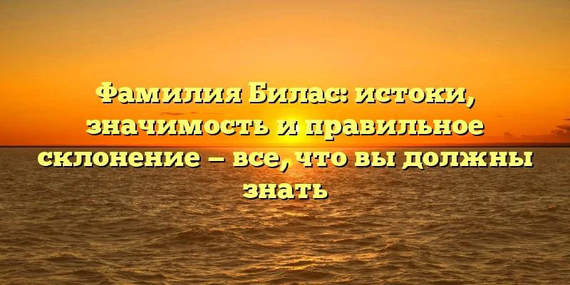 Фамилия Билас: истоки, значимость и правильное склонение — все, что вы должны знать Фамилия Билас: истоки, значимость и правильное склонение — все, что вы должны знать