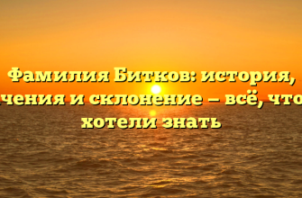 Фамилия Битков: история, значения и склонение — всё, что вы хотели знать Фамилия Битков: история, значения и склонение — всё, что вы хотели знать