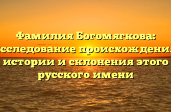 Фамилия Богомягкова: исследование происхождения, истории и склонения этого русского имени