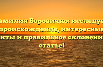 Фамилия Боровичко: исследуем происхождение, интересные факты и правильное склонение в статье!