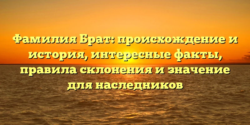 Фамилия Брат: происхождение и история, интересные факты, правила склонения и значение для наследников Фамилия Брат: происхождение и история, интересные факты, правила склонения и значение для наследников