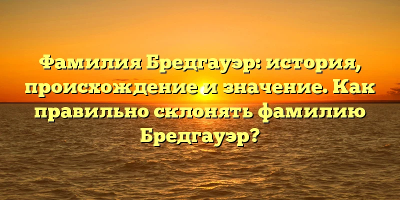 Фамилия Бредгауэр: история, происхождение и значение. Как правильно склонять фамилию Бредгауэр? Фамилия Бредгауэр: история, происхождение и значение. Как правильно склонять фамилию Бредгауэр?