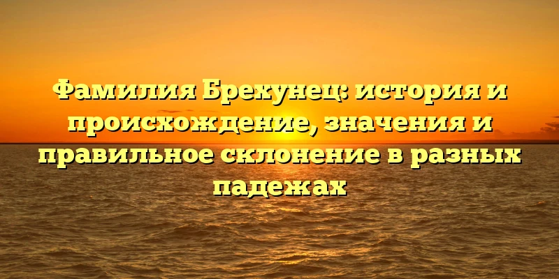 Фамилия Брехунец: история и происхождение, значения и правильное склонение в разных падежах Фамилия Брехунец: история и происхождение, значения и правильное склонение в разных падежах