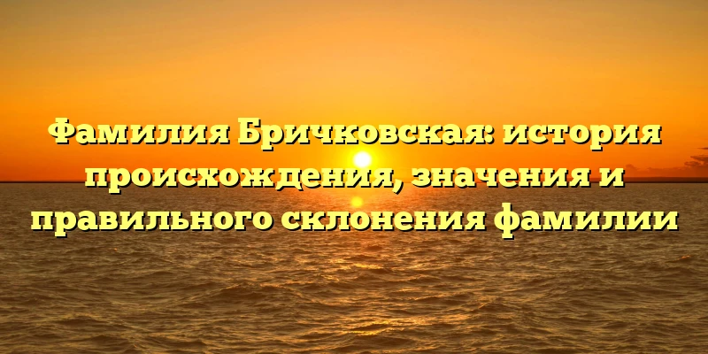 Фамилия Бричковская: история происхождения, значения и правильного склонения фамилии Фамилия Бричковская: история происхождения, значения и правильного склонения фамилии