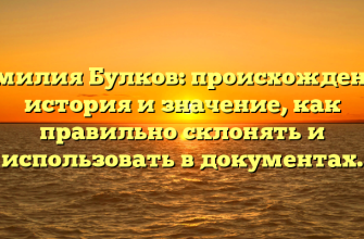 Фамилия Булков: происхождение, история и значение, как правильно склонять и использовать в документах.