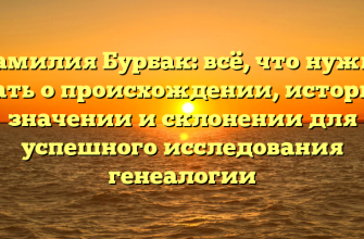 Фамилия Бурбак: всё, что нужно знать о происхождении, истории, значении и склонении для успешного исследования генеалогии