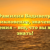 Фамилия Вадивелу: возникновение, значения и склонения — все, что вы хотели знать!