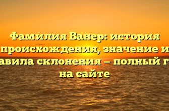 Фамилия Ванер: история происхождения, значение и правила склонения — полный гид на сайте