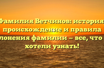 Фамилия Ветчинов: история, происхождение и правила склонения фамилии — все, что вы хотели узнать!