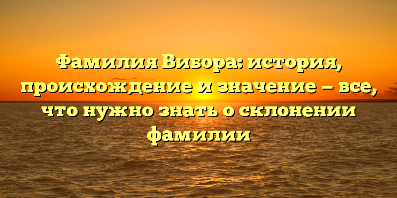 Фамилия Вибора: история, происхождение и значение — все, что нужно знать о склонении фамилии