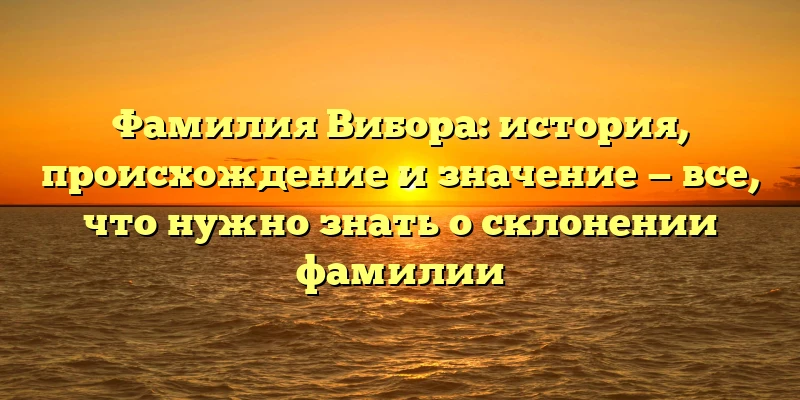 Фамилия Вибора: история, происхождение и значение — все, что нужно знать о склонении фамилии Фамилия Вибора: история, происхождение и значение — все, что нужно знать о склонении фамилии