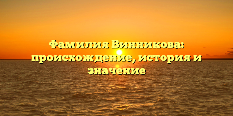 Фамилия Винникова: происхождение, история и значение