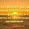 Фамилия Водина: раскрытие происхождения, истории и значения фамилии, а также советы по правильному склонению