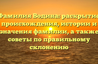 Фамилия Водина: раскрытие происхождения, истории и значения фамилии, а также советы по правильному склонению