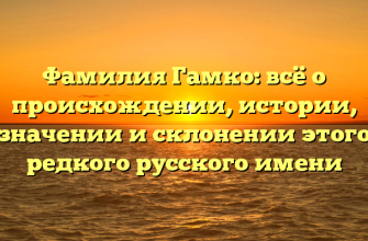 Фамилия Гамко: всё о происхождении, истории, значении и склонении этого редкого русского имени Фамилия Гамко: всё о происхождении, истории, значении и склонении этого редкого русского имени