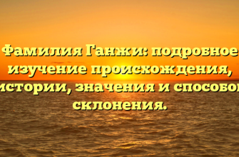 Фамилия Ганжи: подробное изучение происхождения, истории, значения и способов склонения. Фамилия Ганжи: подробное изучение происхождения, истории, значения и способов склонения.