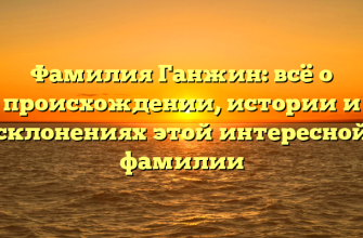 Фамилия Ганжин: всё о происхождении, истории и склонениях этой интересной фамилии