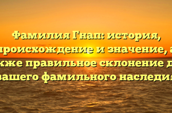 Фамилия Гнап: история, происхождение и значение, а также правильное склонение для вашего фамильного наследия