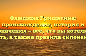 Фамилия Гришагина: происхождение, история и значения — все, что вы хотели знать, а также правила склонения!