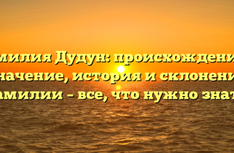 Фамилия Дудун: происхождение и значение, история и склонение фамилии – все, что нужно знать.
