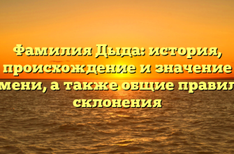 Фамилия Дыда: история, происхождение и значение имени, а также общие правила склонения
