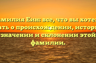 Фамилия Еин: все, что вы хотели знать о происхождении, истории, значении и склонении этой фамилии.