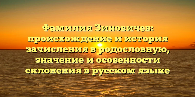 Фамилия Зиновичев: происхождение и история зачисления в родословную, значение и особенности склонения в русском языке Фамилия Зиновичев: происхождение и история зачисления в родословную, значение и особенности склонения в русском языке