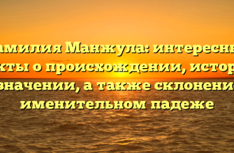 Фамилия Манжула: интересные факты о происхождении, истории и значении, а также склонение в именительном падеже
