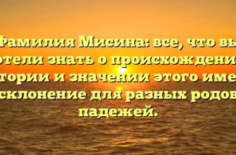 Фамилия Мисина: все, что вы хотели знать о происхождении, истории и значении этого имени + склонение для разных родов и падежей.