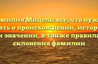 Фамилия Мицель: все, что нужно знать о происхождении, истории и значении, а также правила склонения фамилии